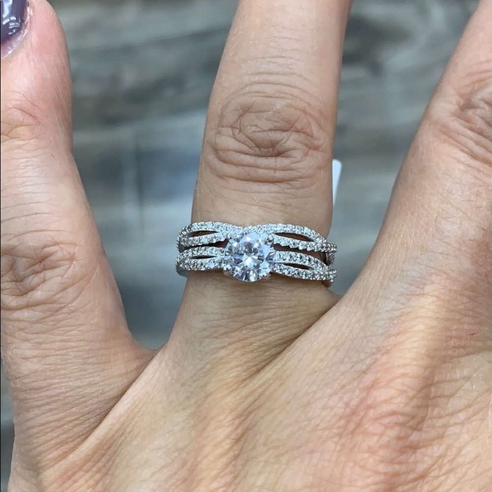 1/2CT Round Engagement Ring Wedding Band 2pc